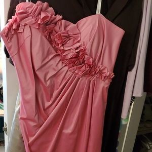 Maggy London rosy pink strapless dress